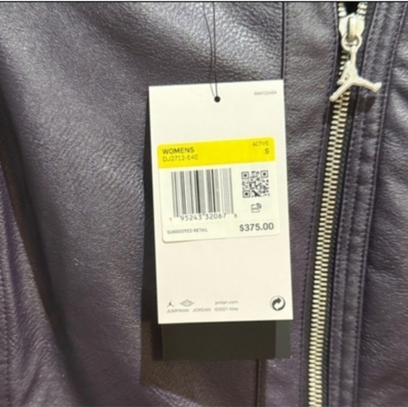 Nike Jordan New Black Royal Purple Leather Winter Trench Coat Long - Picture 4 of 6